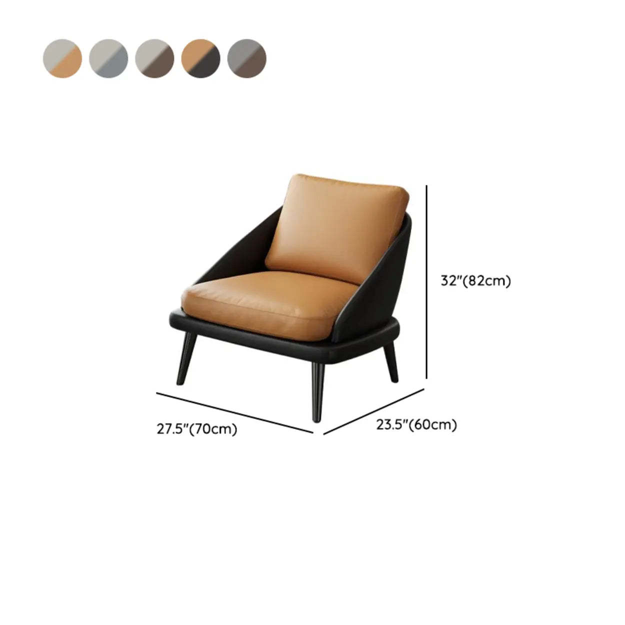 Modern Black Leather Accent Chair