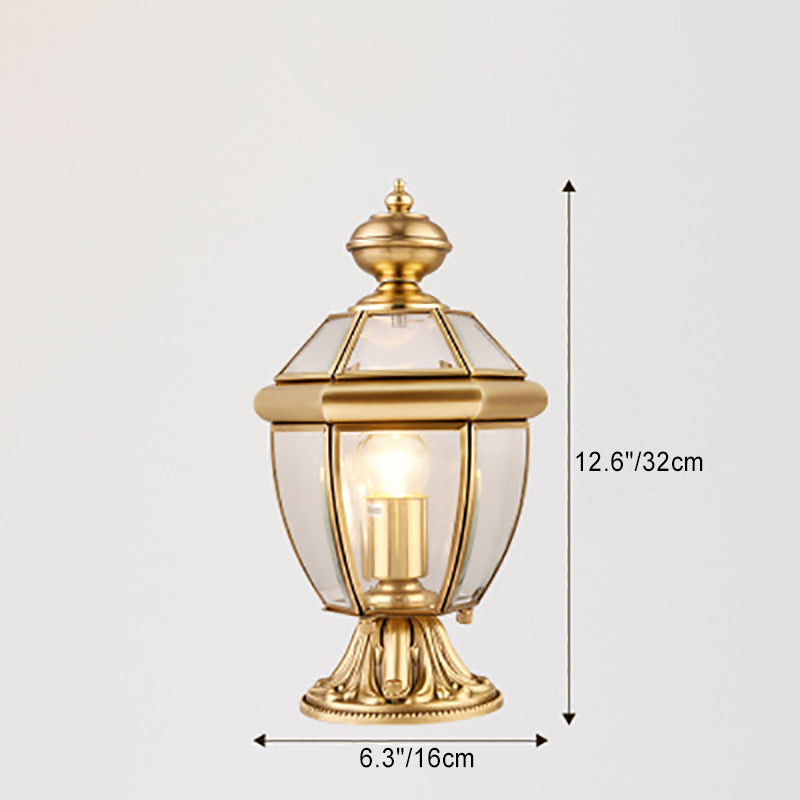 Modern Hexagonal Bell Glass Brass Outdoor Light