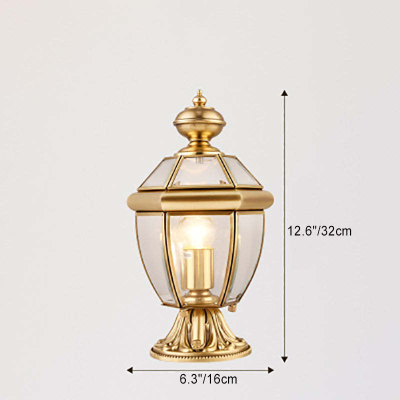 Modern Hexagonal Bell Glass Brass Outdoor Light
