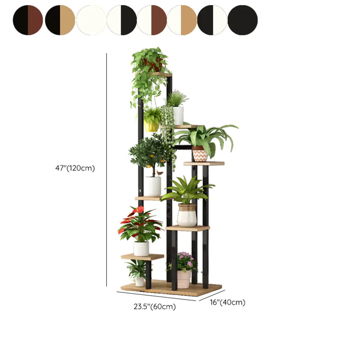 Minimalist White Multi-Tier Wood Tray Plant Stand — White/ Light Walnut