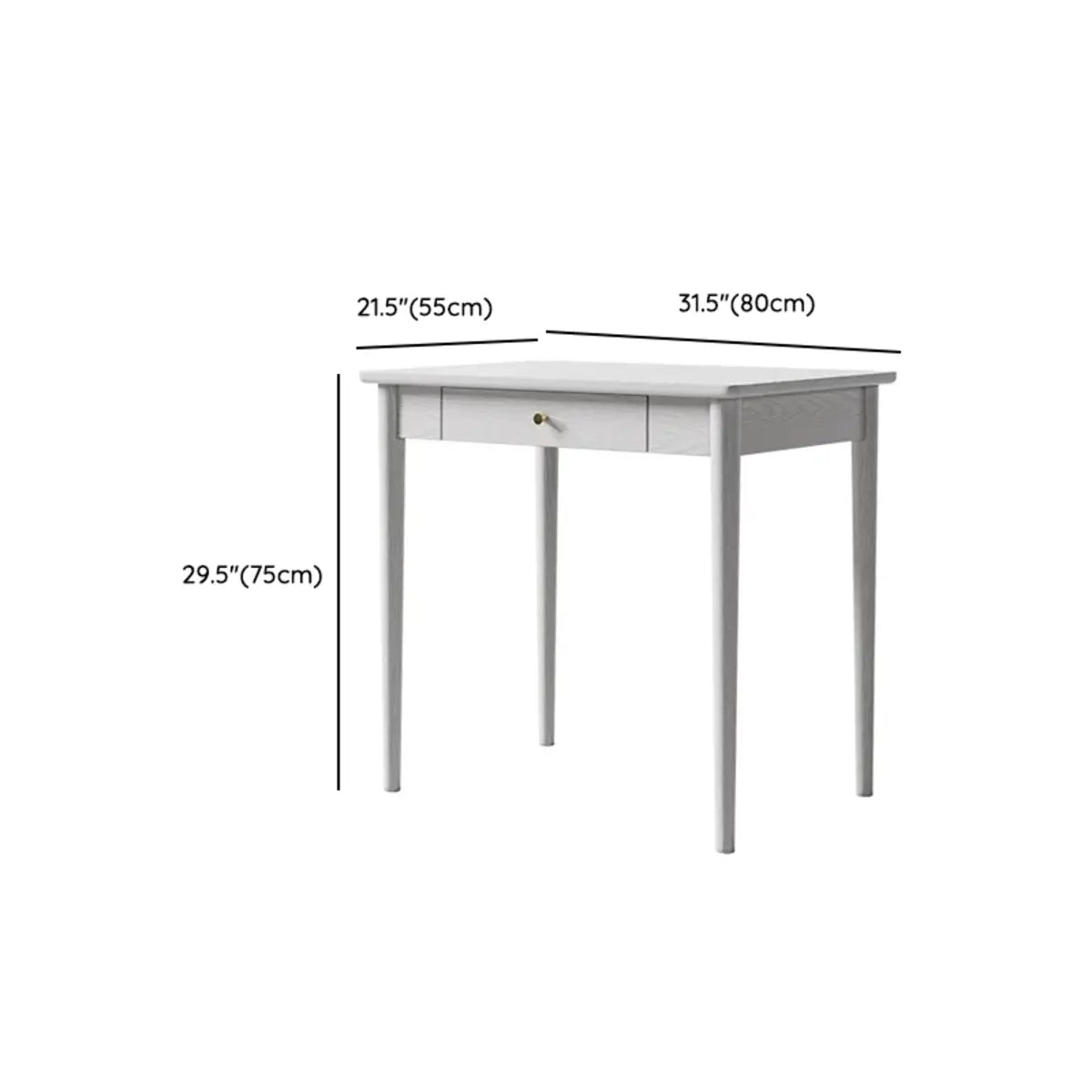White Wood Butcher Block Soft-Close Drawer Writing Desk