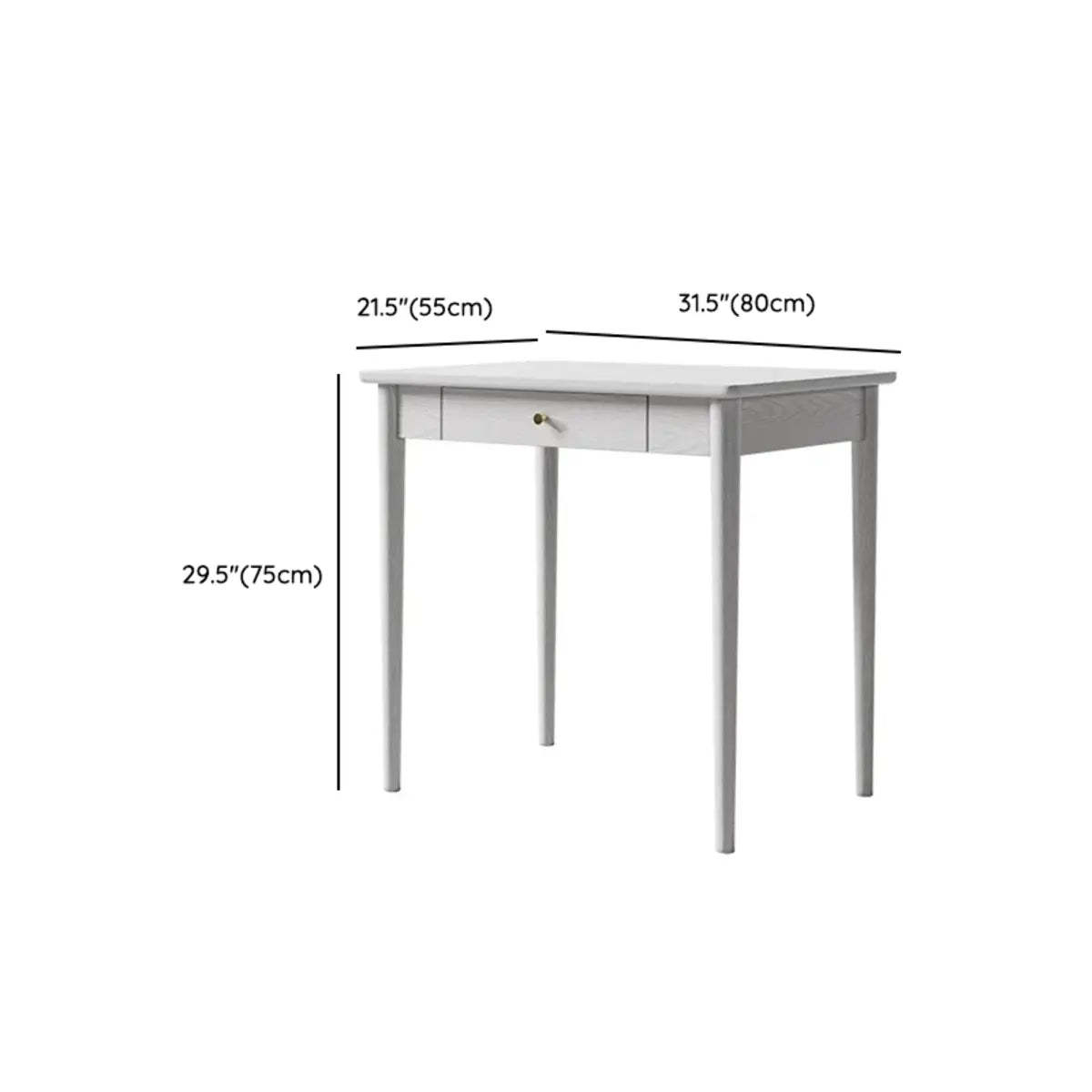 White Wood Butcher Block Soft-Close Drawer Writing Desk