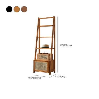 Rustic Woven Walnut Ladder Bookshelf