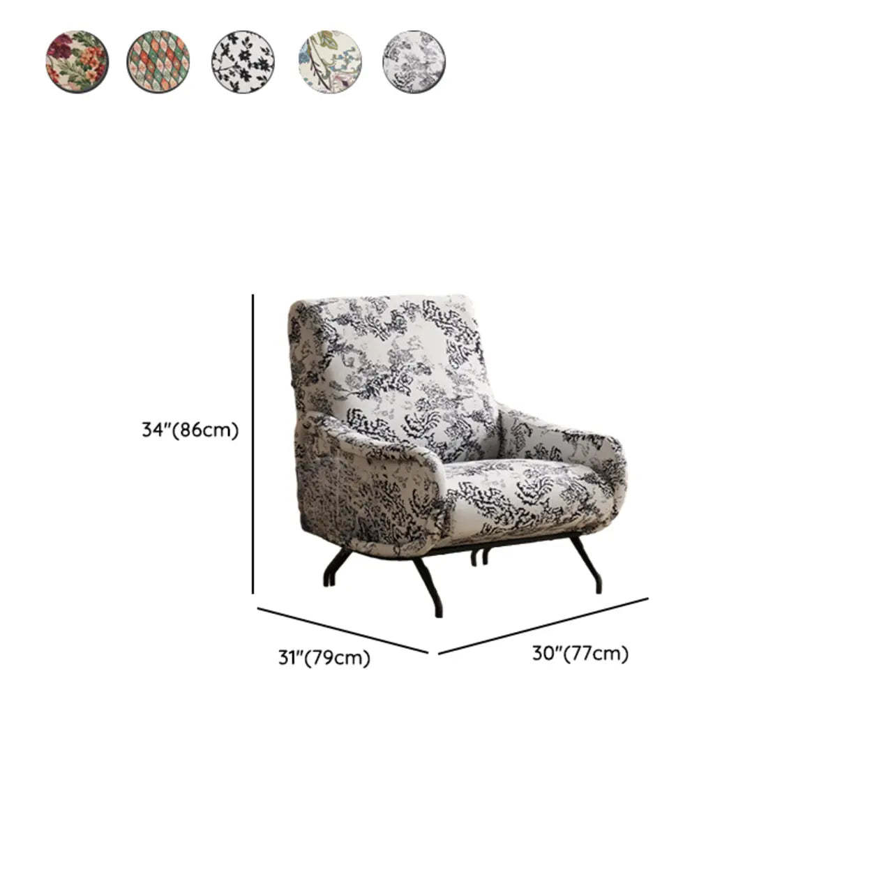 Modern Curved Back Fabric Accent Chair