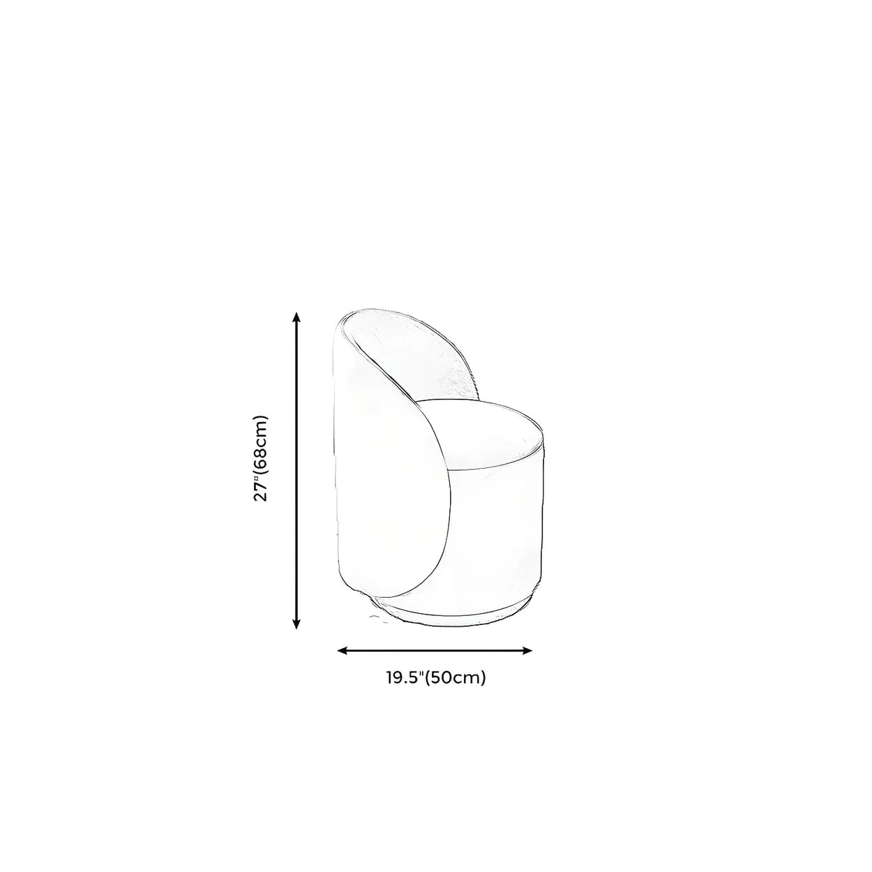 Orange-White Recessed-Arm Low-Back Barrel Vanity Stool