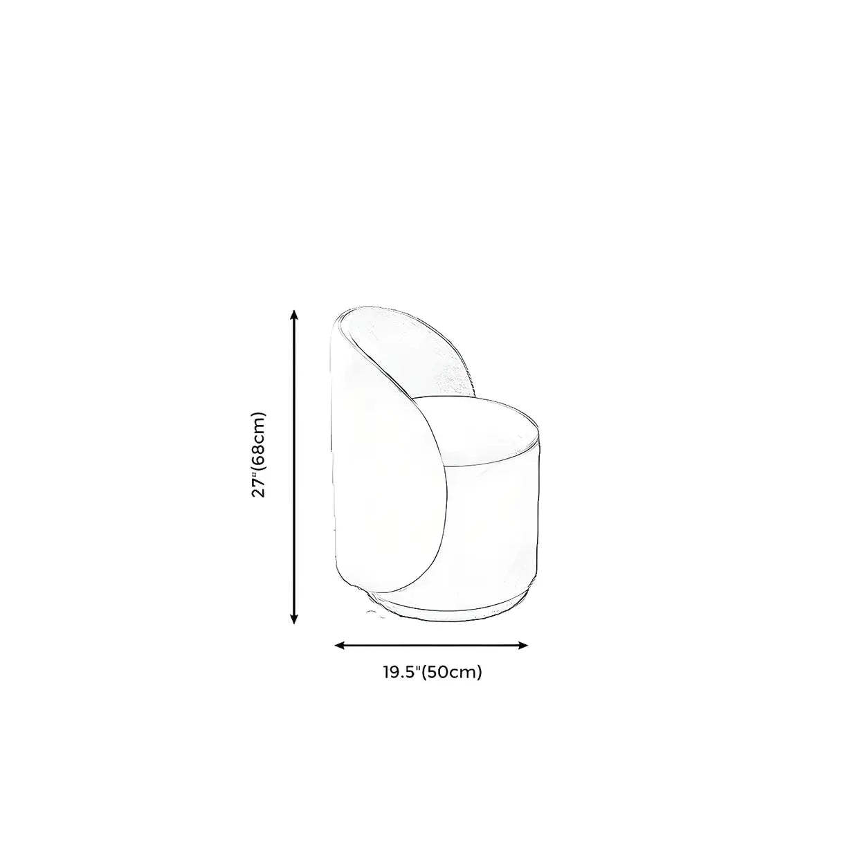 Orange-White Recessed-Arm Low-Back Barrel Vanity Stool