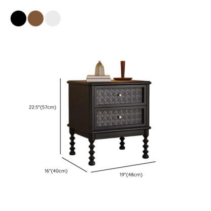 Vintage Walnut Wood Nightstand with Embossed Drawers