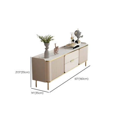 Glam Rectangular Stone TV Stand with Drawers and Shelves