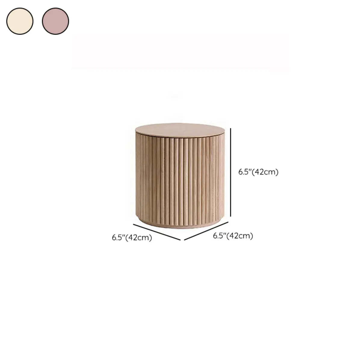Light Brown Pine Wood Drum Base Coffee Table — Light Brown