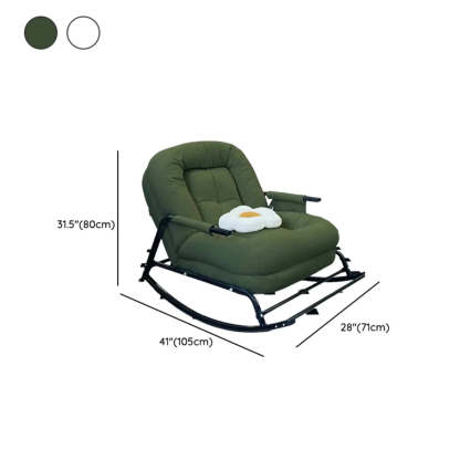 White Track-Arm Metal Leg Rocking Chair