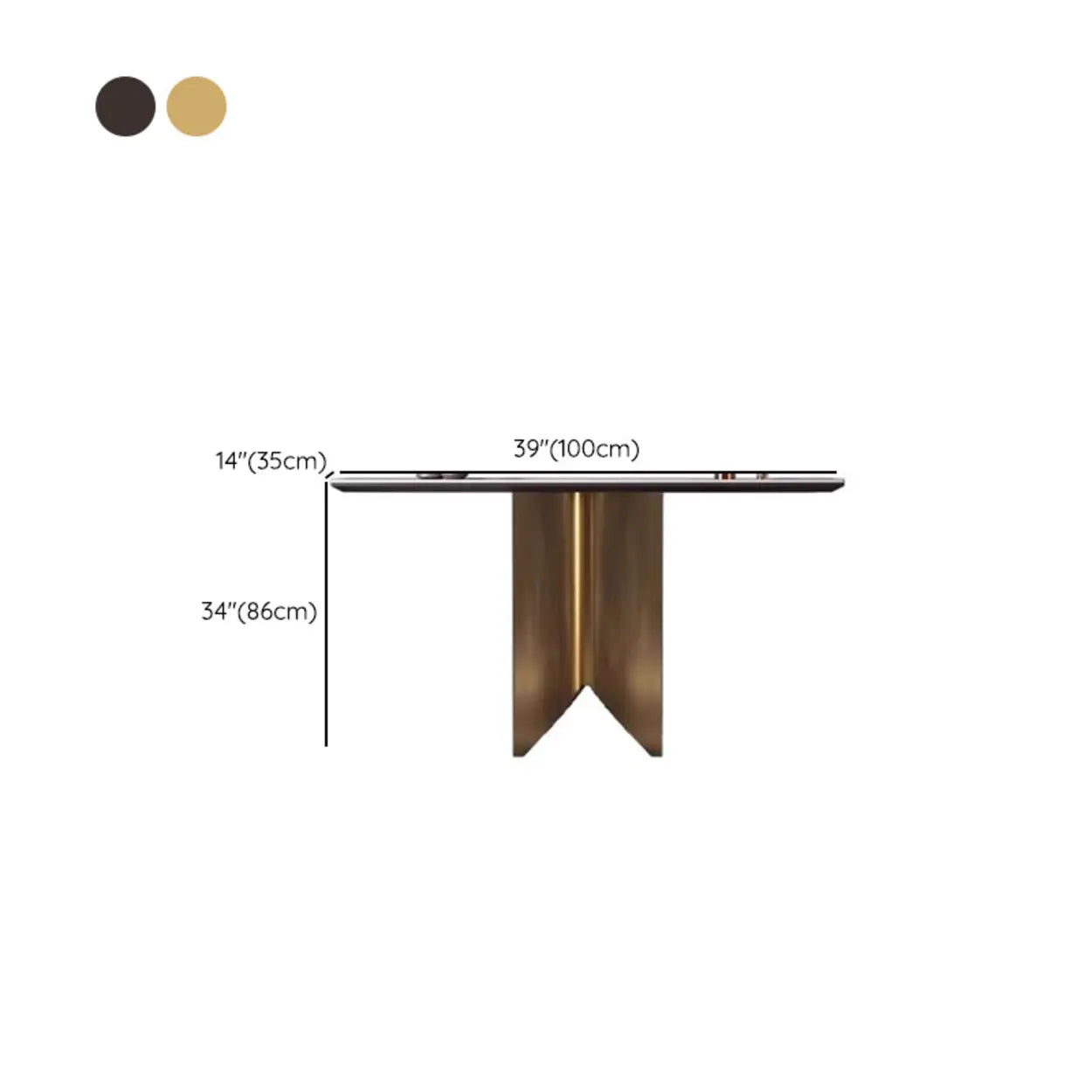 Glam Entryway Metal Pedestal Console Table — Champagne Gold