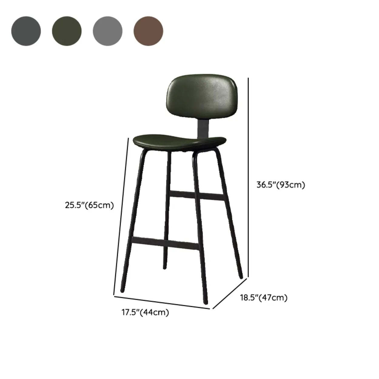Modern Leather Low Back Saddle Counter Bar Stool — Grey