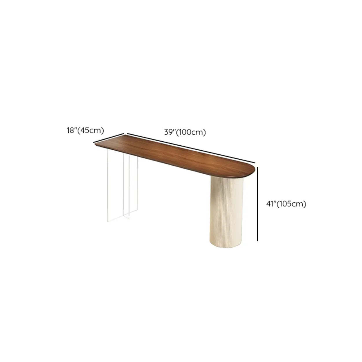 Scandinavian Clear Acrylic Brown Wood Oval Bar Table — Table Only