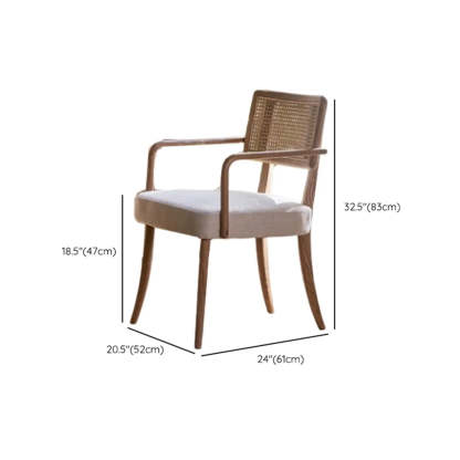 Gray Wood Armchair Cotton Upholstered Dining Chair