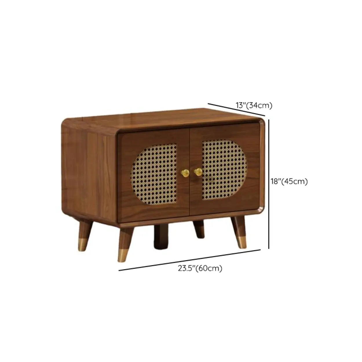 Mid-Century Rattan and Wood Storage Cabinet