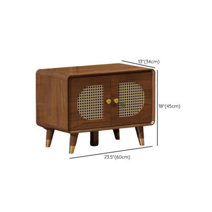 Mid-Century Rattan and Wood Storage Cabinet