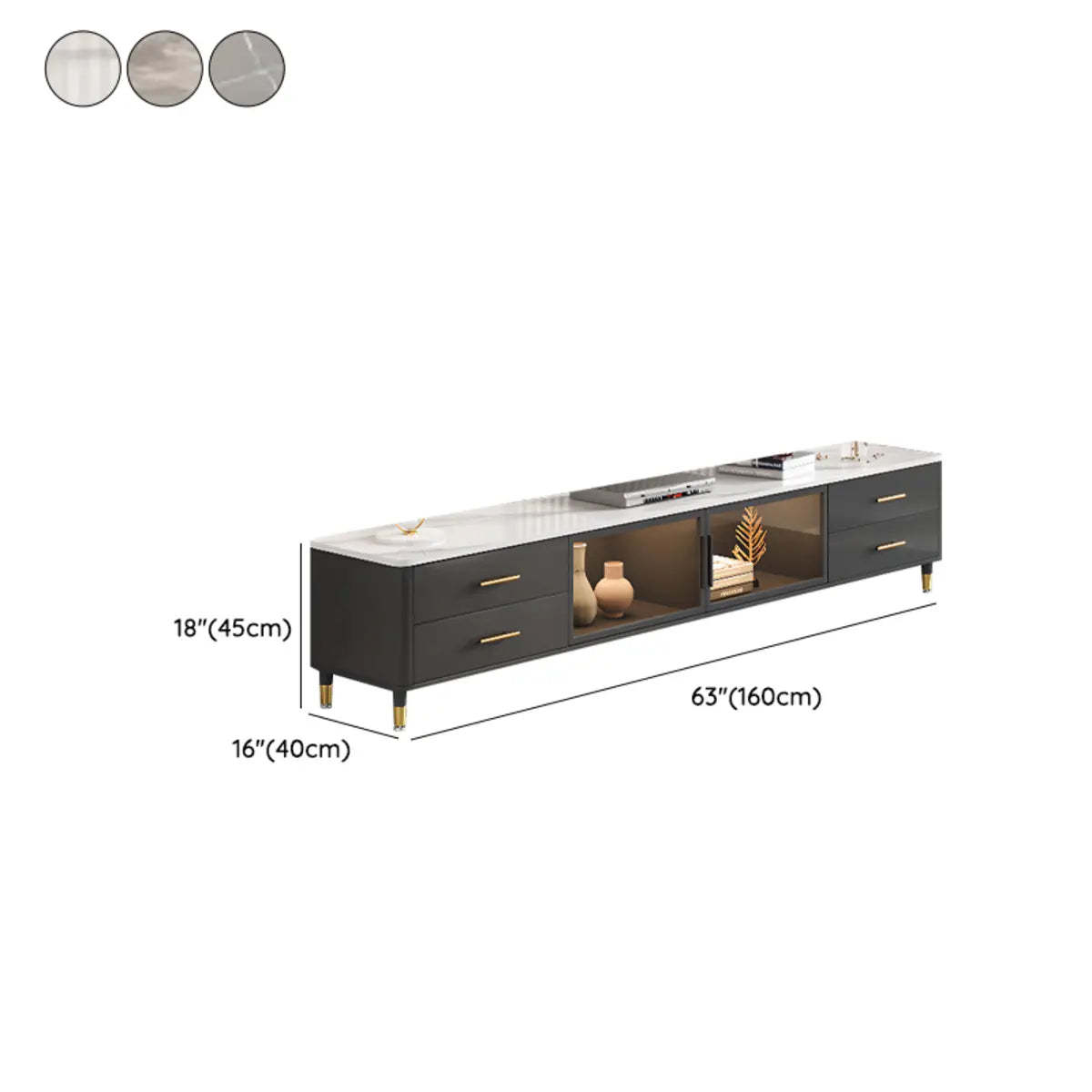 Stone-Top TV Stand with LED Lighting
