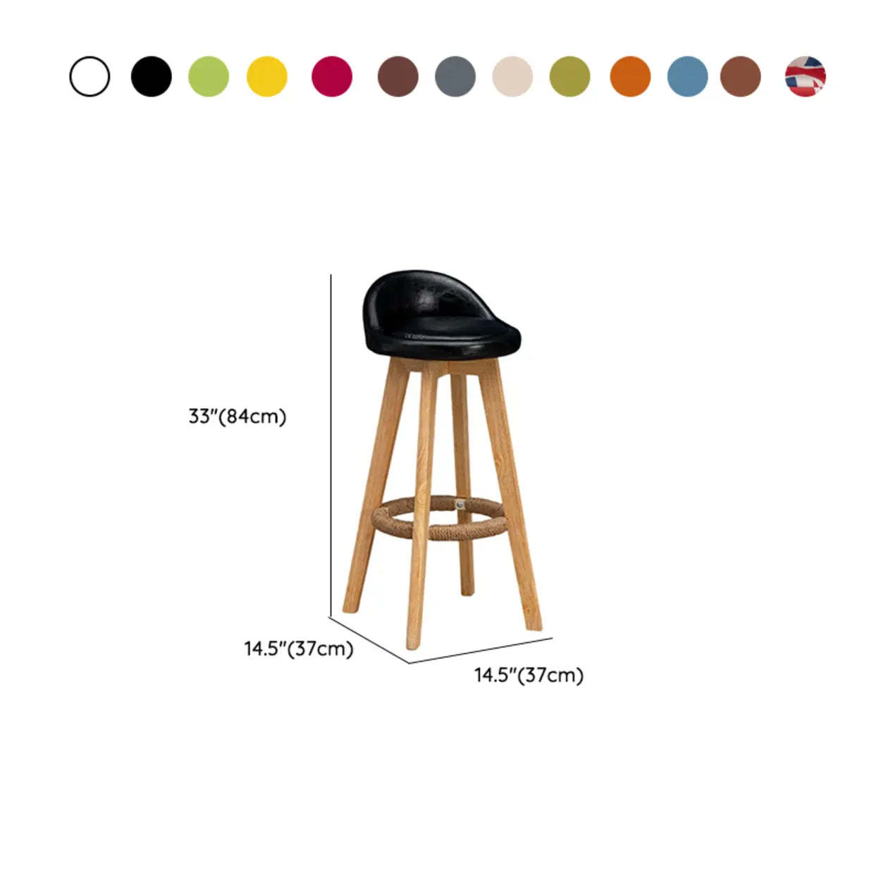 Modern Swivel Bar Stool with Upholstered Seat