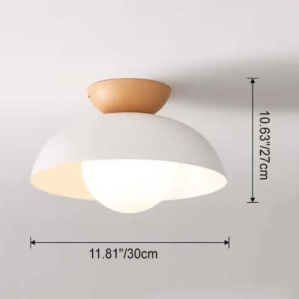 Modern Wrought Iron Log Bowl Semi-Flush Ceiling Light