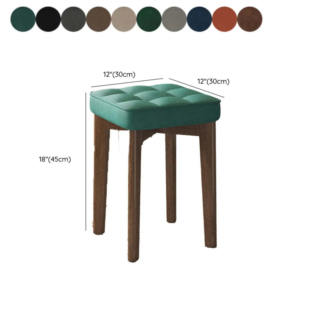 Modern Square Wood Beige Upholstered Stool