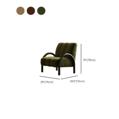 Mid-Century Curved Back Green Chenille Accent Chair