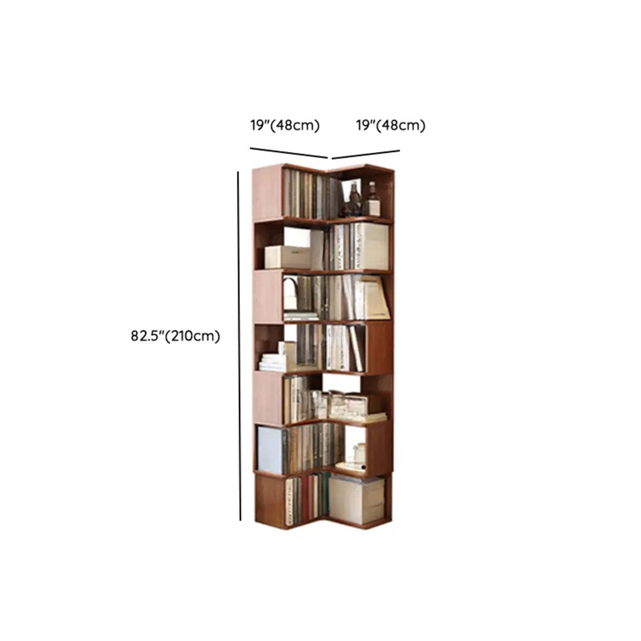 Rubberwood L-Shape Tall Corner Bookcase