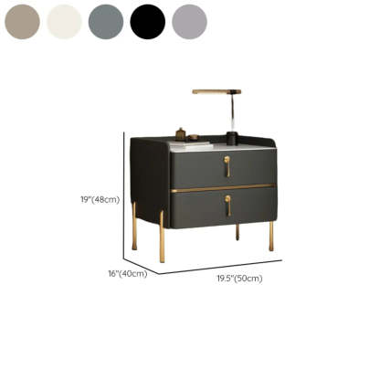 Glam Modern Khaki Nightstand with Gold Legs — Dark Gray / Gold