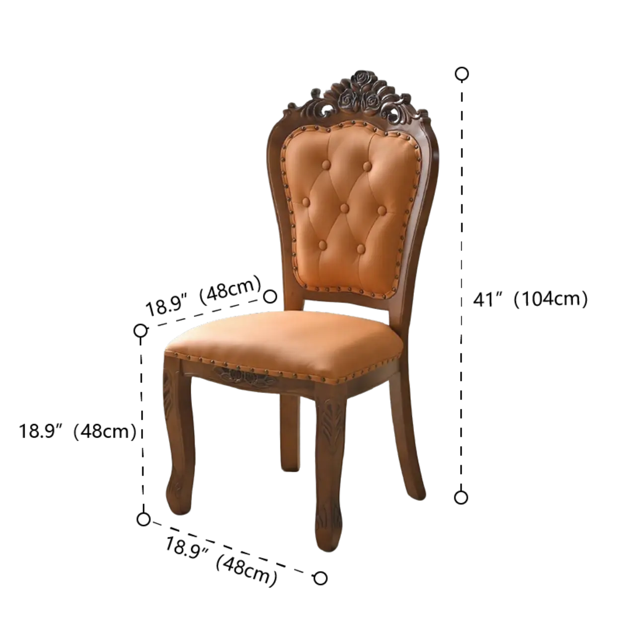 European Vintage Wooden Upholstered Dining Chair