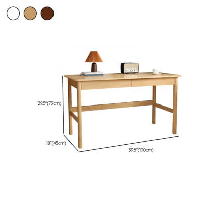 Nut-Brown Rubberwood Drawer H-Shape Writing Desk — Without Chairs / White