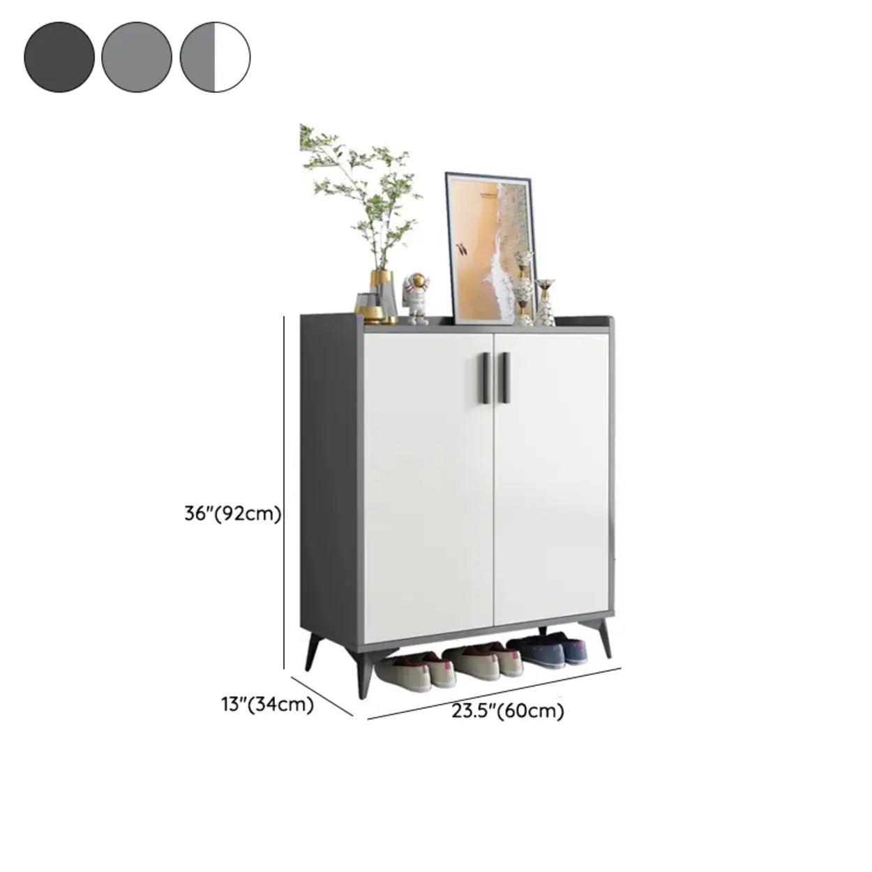 Adjustable Wood Shoe Storage Cabinet — Grey