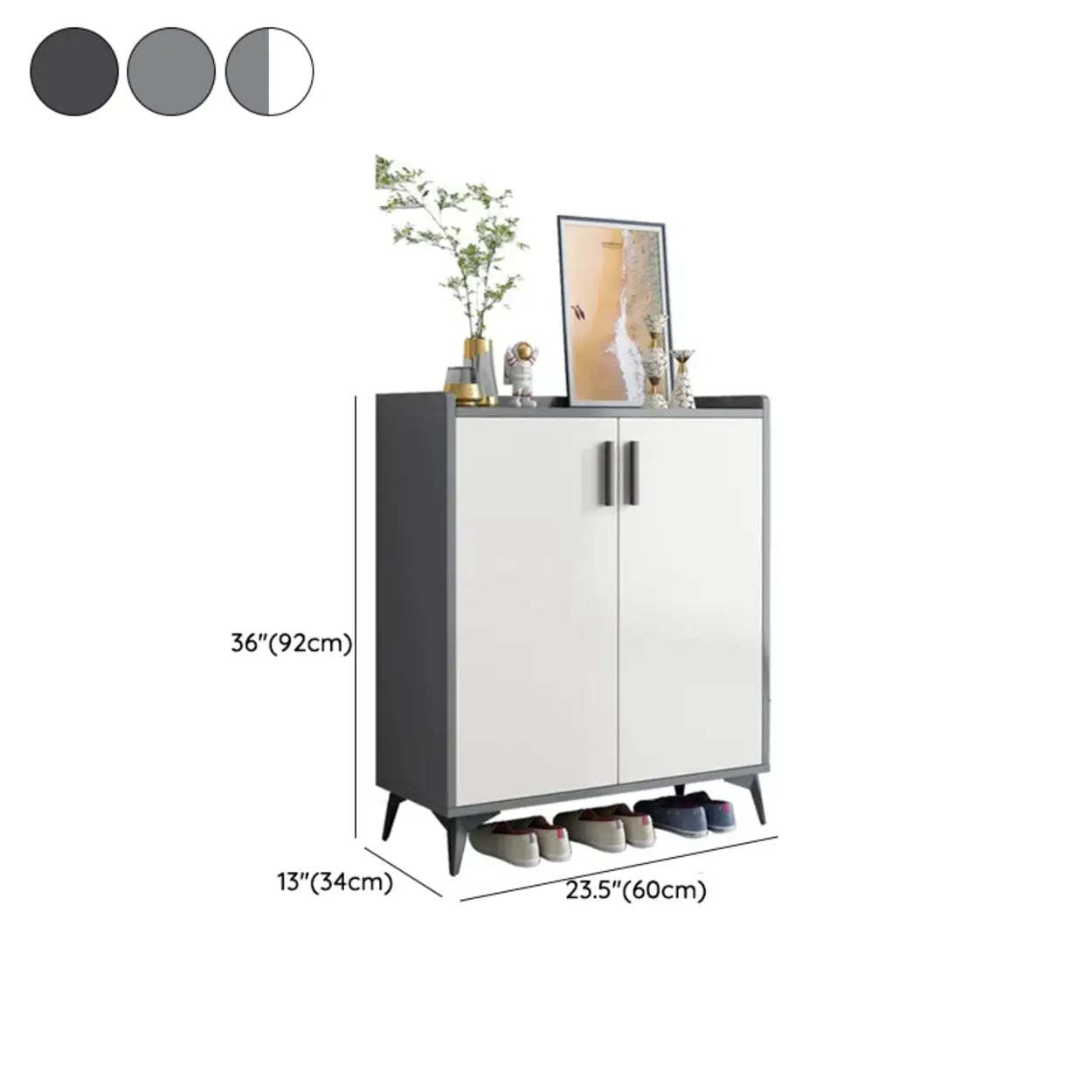 Adjustable Wood Shoe Storage Cabinet — Grey