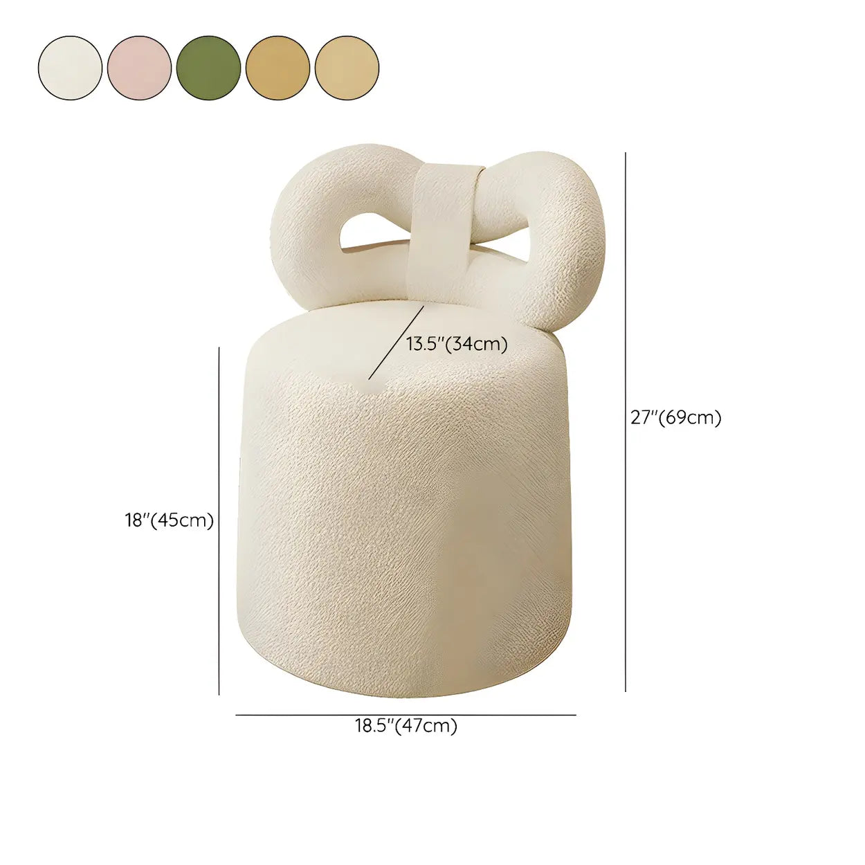 Drum Upholstered Bow-Back Swivel Vanity Stool