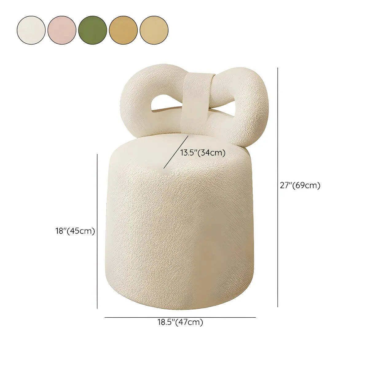 Drum Upholstered Bow-Back Swivel Vanity Stool