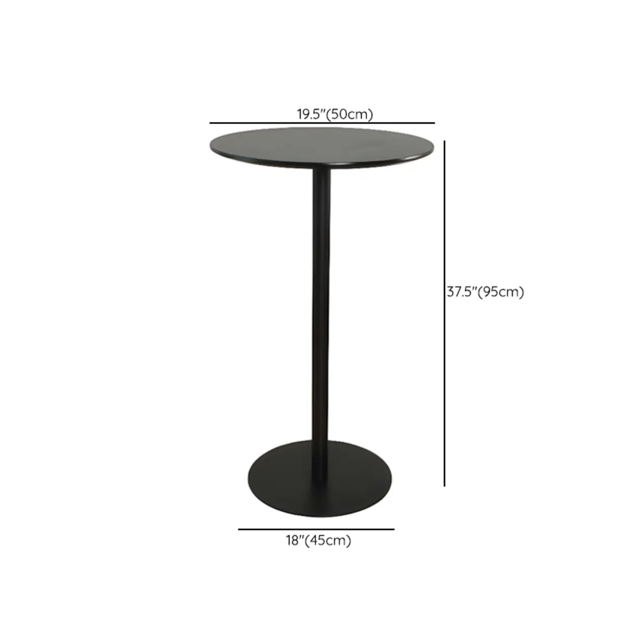 Modern Black Square Bistro Counter Height Bar Table — Round / Table Only