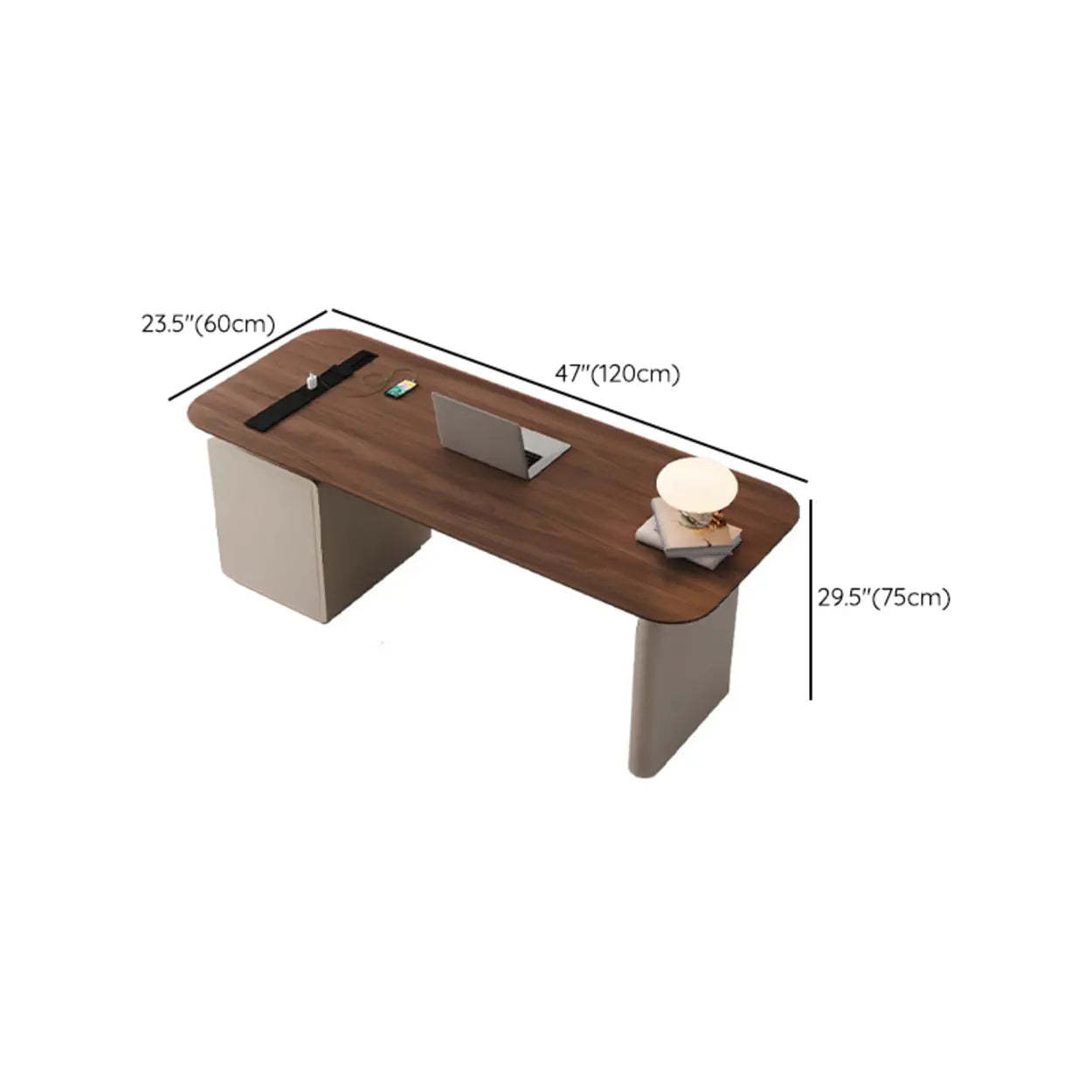 Brown Walnut Desk with Drawers