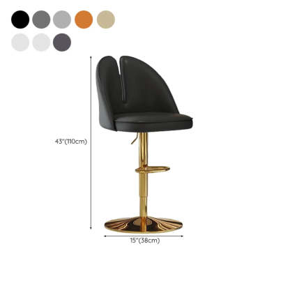 Glam Gray Swivel Leather Bar Stool with Back