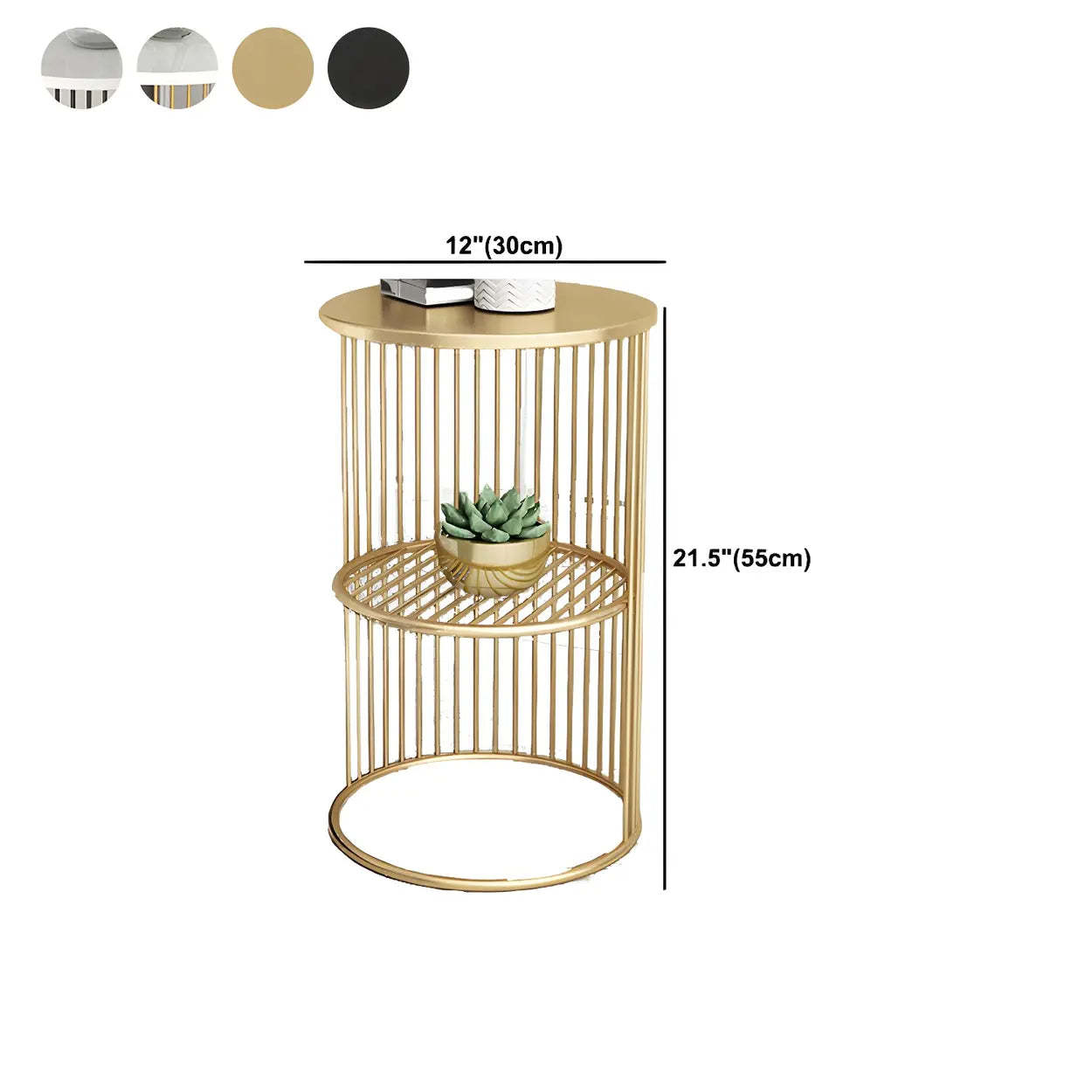 Wood metal fabric marble round 2-tier display cabinets - mid-century