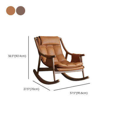 Brown Waterproof Tufted Wood Track Arm Rocking Chair