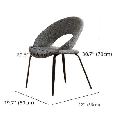 Mid-Century Gray Linen Open Back Dining Chair