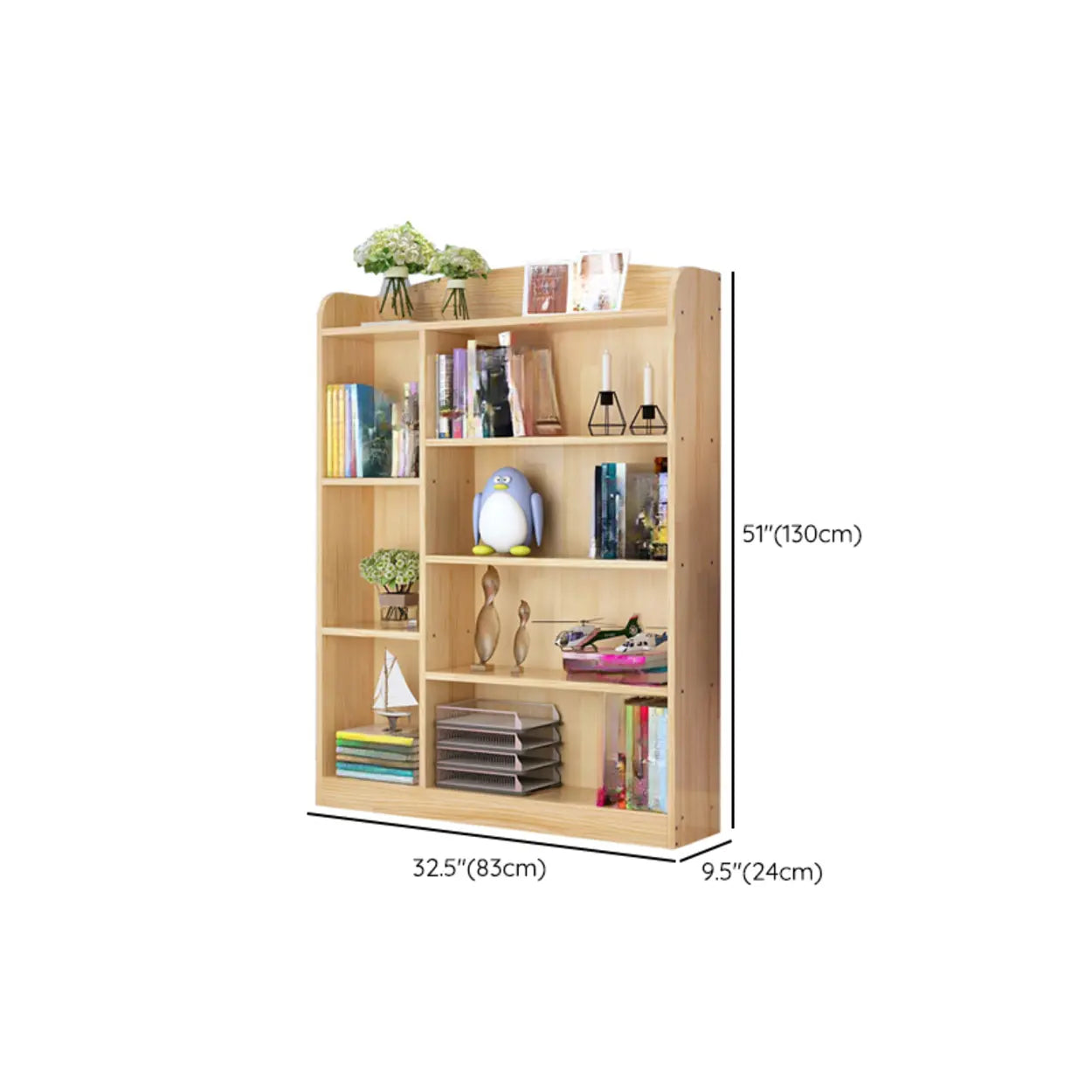 Rustic Pine Closed Back Wood Bookcase