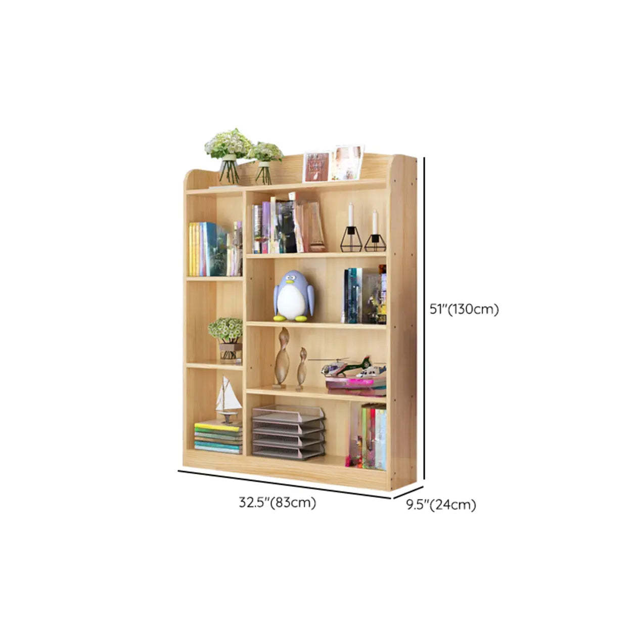 Rustic Pine Closed Back Wood Bookcase