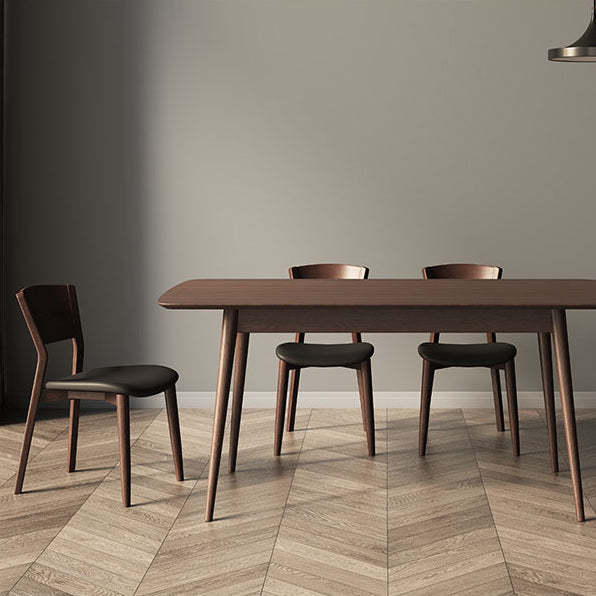 Scandinavian Microfiber Leather Solid Wood Dining Chair