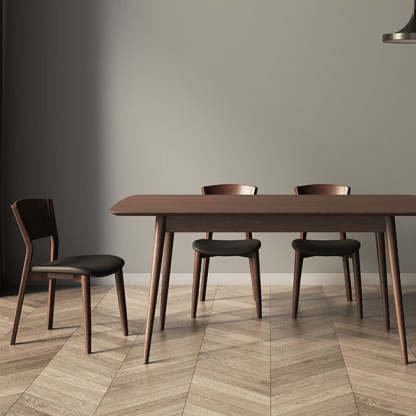 Scandinavian Microfiber Leather Solid Wood Dining Chair