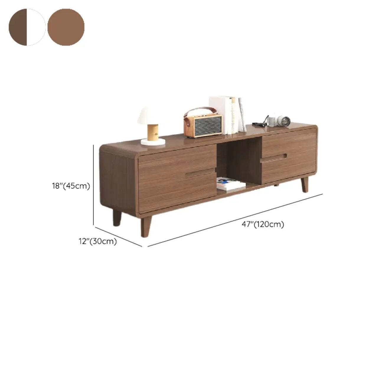 Nut-Brown Wood Parlor Drawer TV Stand