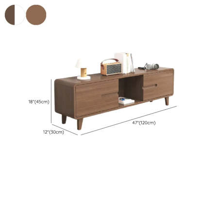 Nut-Brown Wood Parlor Drawer TV Stand