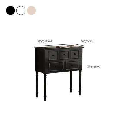 Classic Rectangular Black Wood Storage Console Table