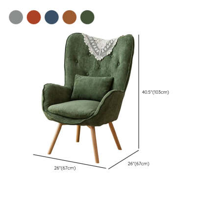 Wingback Corduroy Green Accent Chair with Pillow