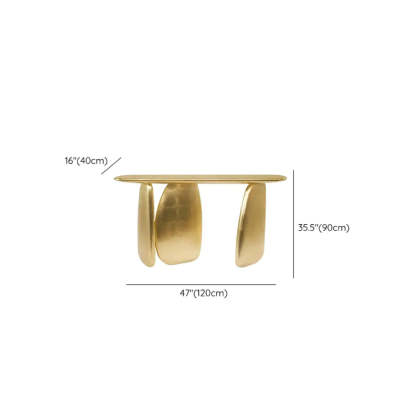 Three-Leg Golden Metal Sculptural Console Table