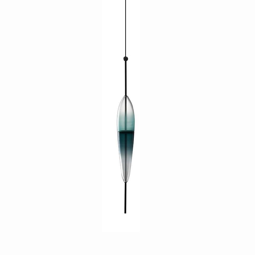 Gradient Blue Glass Industrial Pendant