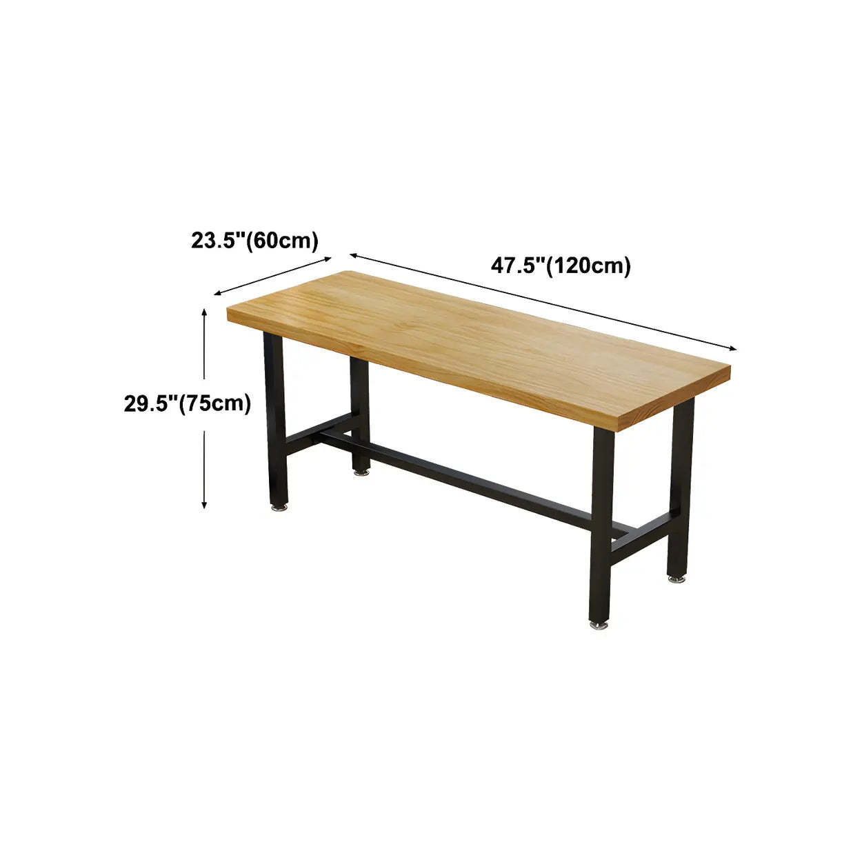 Natural Wood Rectangular Bistro Bar Table with Footrest — Table Only